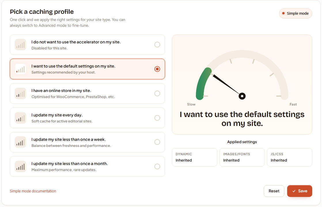Mode simple — un clic pour tout le monde